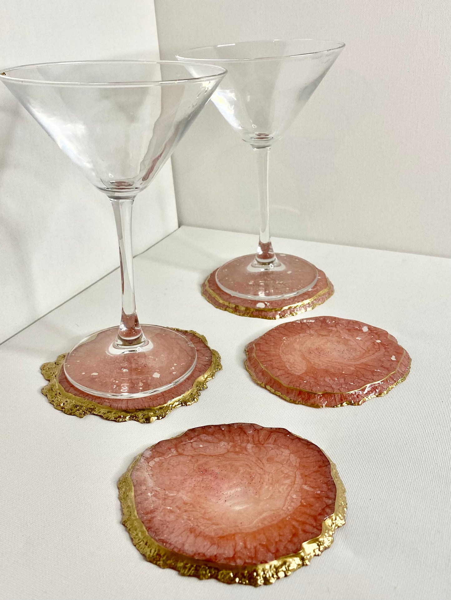 Sous-verres Rose et Or fait main en résine.