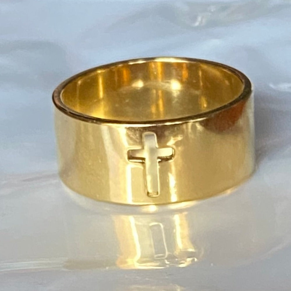 Bague croix, homme ou femme en acier inoxydable